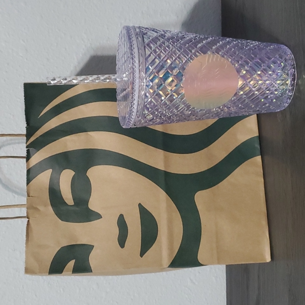 New Starbucks Holiday 2022 White Crystal Iridescent Jeweled Tumbler